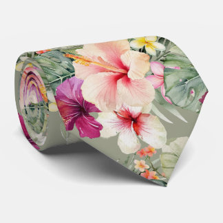PixDezines Tropical Paradise Floral Foliage Tie