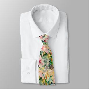 PixDezines Tropical Paradise Floral Foliage Tie