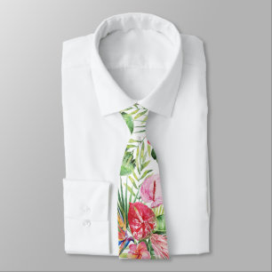 PixDezines Tropical Paradise Floral Foliage Tie