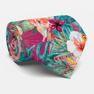 PixDezines Tropical Paradise Floral Foliage Tie