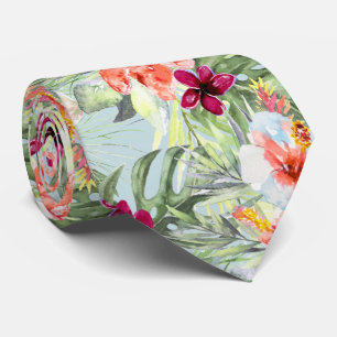 PixDezines Tropical Paradise Floral Foliage Tie