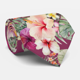 PixDezines Tropical Paradise Floral Foliage Tie