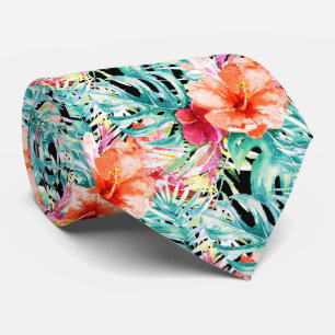 PixDezines Tropical Paradise Floral Foliage Tie