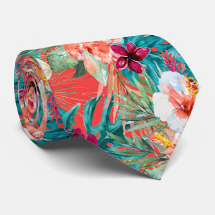 PixDezines Tropical Paradise Floral Foliage Tie