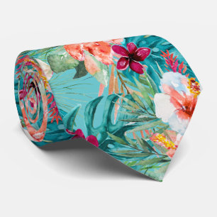 PixDezines Tropical Paradise Floral Foliage Tie