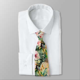 PixDezines Tropical Paradise Floral Foliage Tie