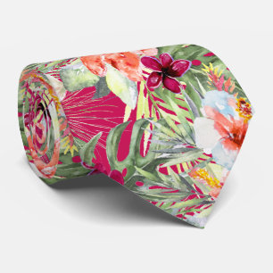 PixDezines Tropical Paradise Floral Foliage Tie