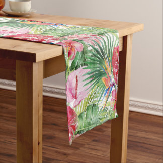 PixDezines Tropical Paradise Lush Floral Foliage Short Table Runner