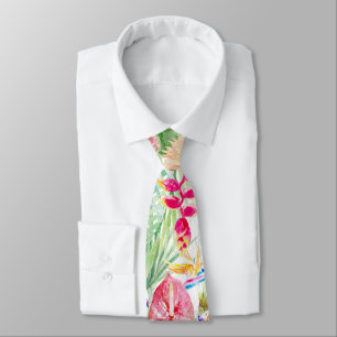 PixDezines Tropical Paradise Pastel Floral Foliage Tie