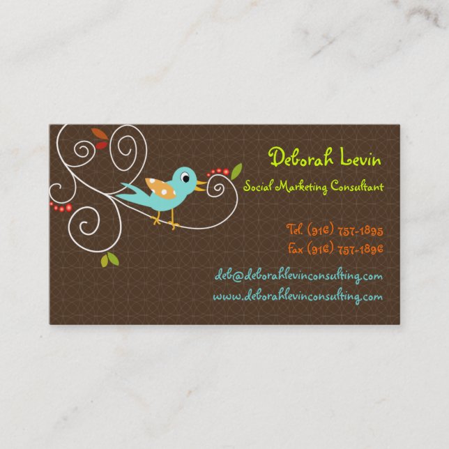PixDezines Tweet, tweet, SEO marketing/DIY colour Business Card (Front)