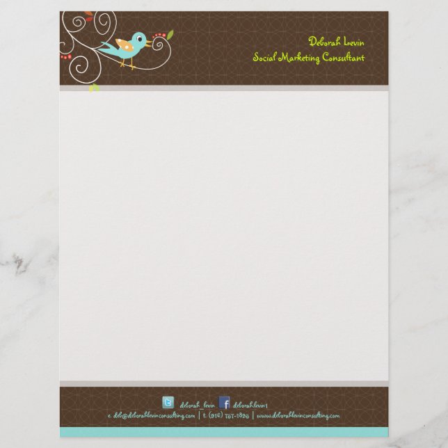 PixDezines Tweet, tweet, SEO marketing/DIY colour Personalized Letterhead (Front)