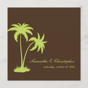 PixDezines Twin Palms, Chocolate+Kiwi Invitation