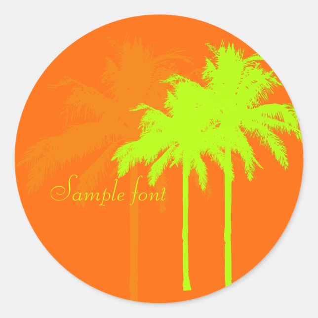 PixDezines twin palms/diy background colour Classic Round Sticker (Front)