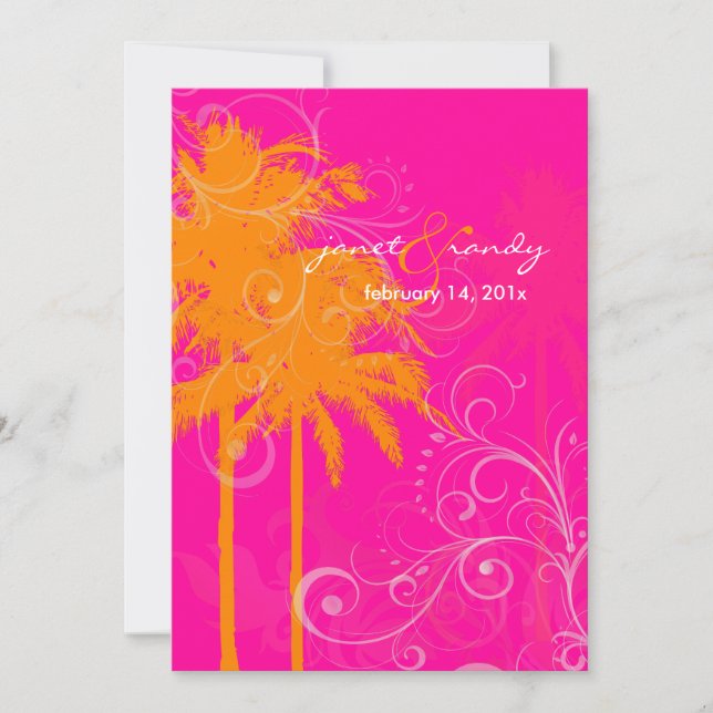 PixDezines twin palms+swilrs/DIY background colour Invitation (Front)