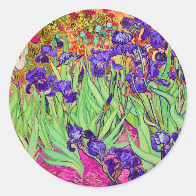 PixDezines van gogh iris/st. remy Classic Round Sticker (Front)