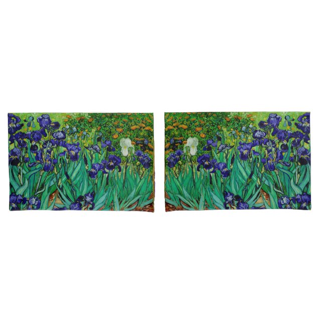 PixDezines Van Gogh Irises/Purple/St. Remy Pillowcase (Front-Set)