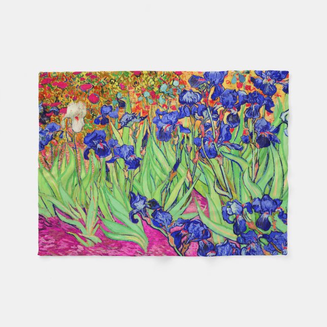 PixDezines van gogh/purple irises/st. remy Fleece Blanket (Front (Horizontal))