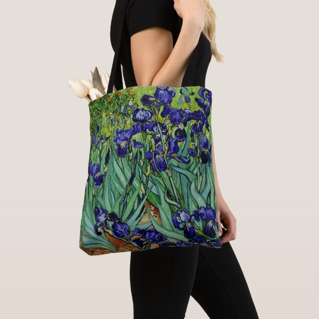 PixDezines Van Gogh Purple Irises/St. Remy Tote Bag (Close Up)