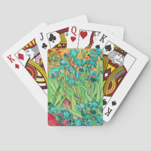 PixDezines van gogh teal bearded iris / st. remy Playing Cards