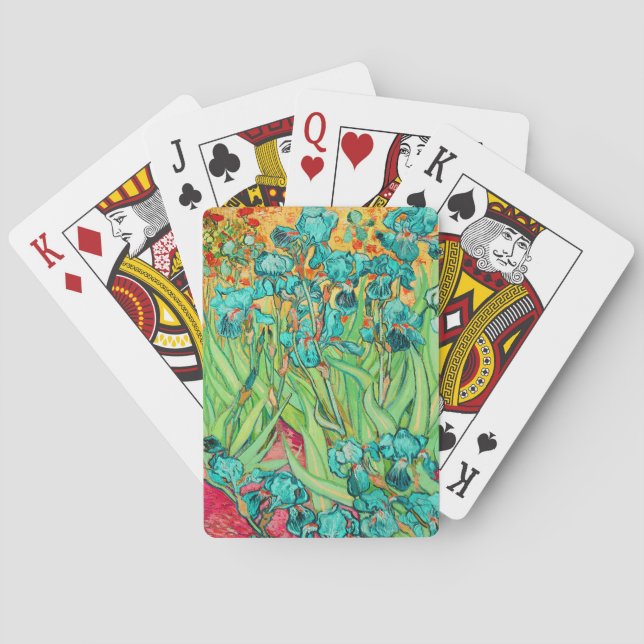 PixDezines van gogh teal bearded iris / st. remy Playing Cards (Back)