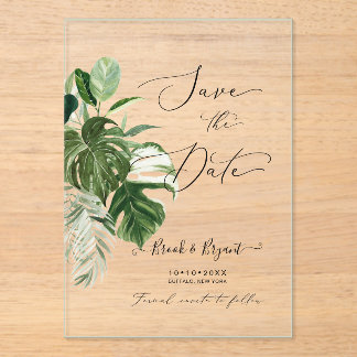 PixDezines Variegated Monstera n Tropical Foliage Acrylic Invitations
