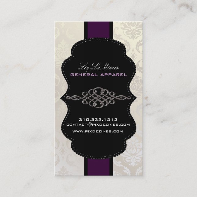 PixDezines Vendome Damask Business Card (Front)
