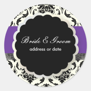 PixDezines Vendome Damask, diy colour, purple Classic Round Sticker