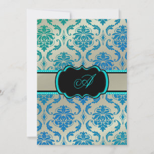 PixDezines Vendome Damask / Peacock Blue Invitation