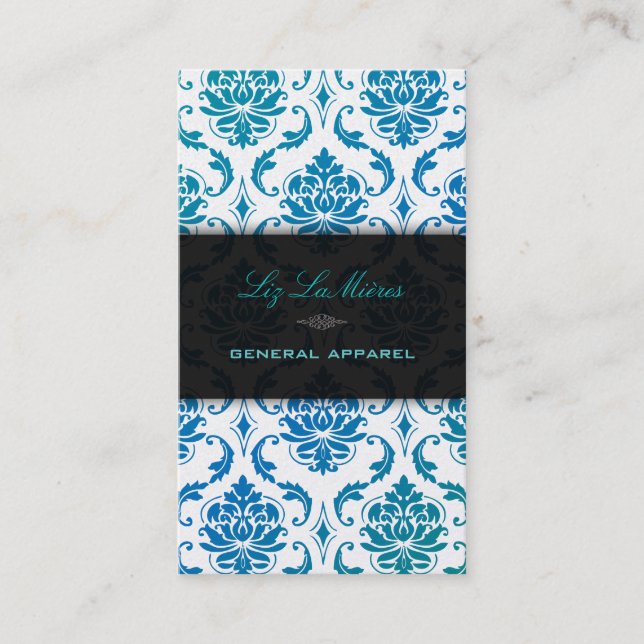PixDezines vendome damask/peacock colour Business Card (Front)