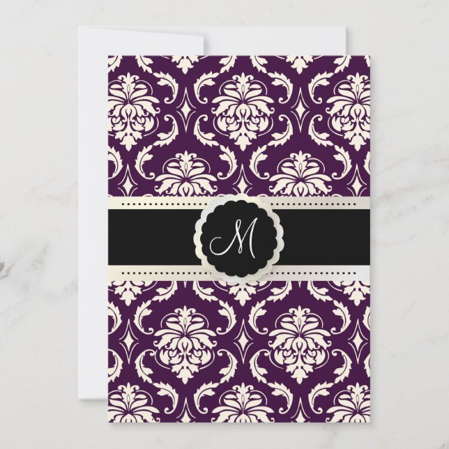PixDezines Vendome Damask / Plum + Cream 5x7 Invitation (Front)
