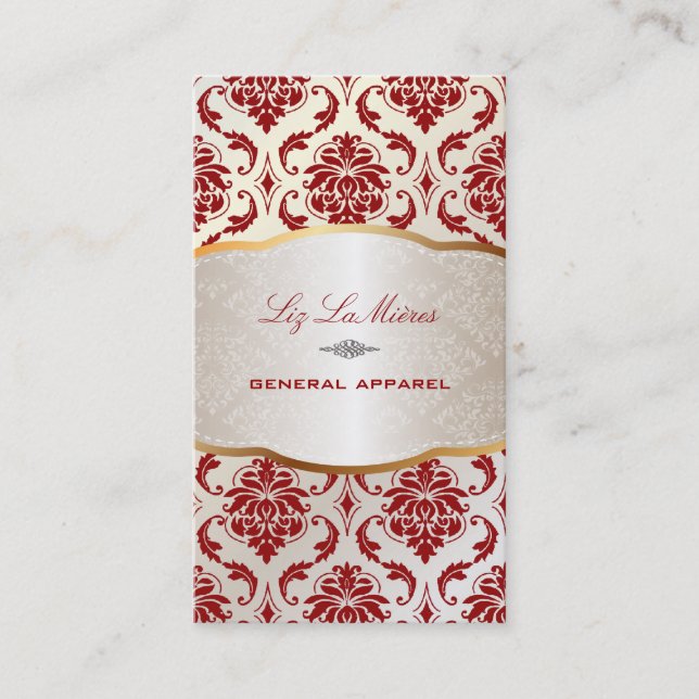 PixDezines vendome damask/red Business Card (Front)