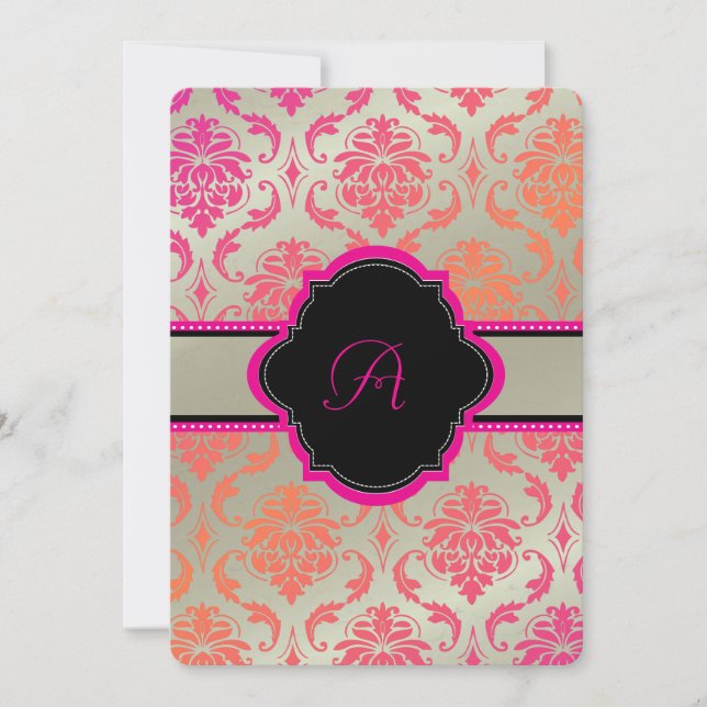 PixDezines Vendome Damask /sherbet Invitation (Front)