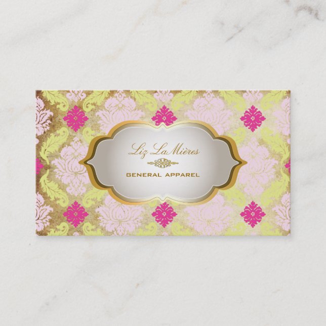 PixDezines venezia damask/faux parchment Business Card (Front)