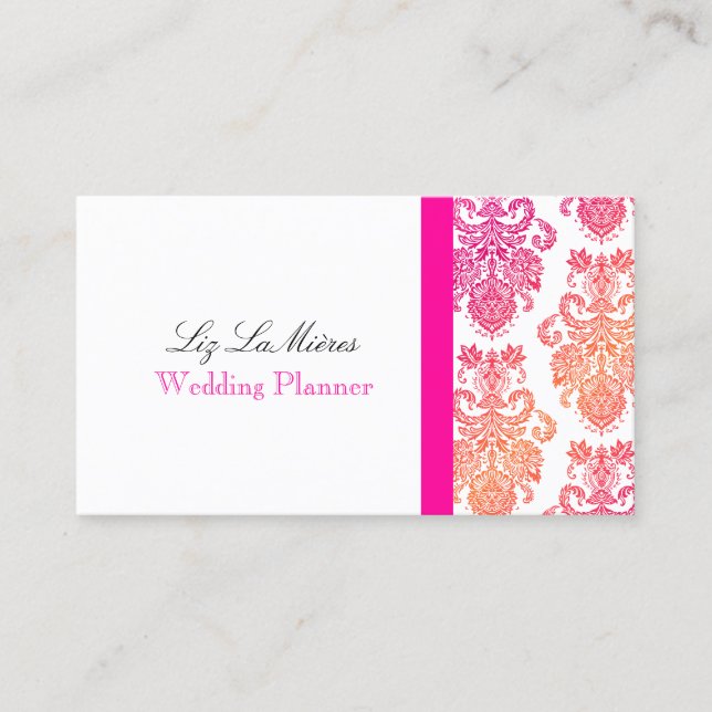 PixDezines Victorian Damask/DIY colours/sherbert Business Card (Front)