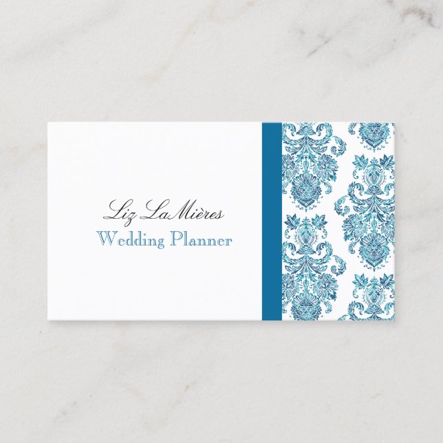 PixDezines Victorian Damask/DIY colours/teal Business Card (Front)