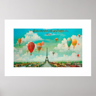 PixDezines vintage ballooning over paris Poster