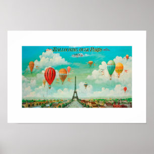 PixDezines vintage ballooning over paris Poster