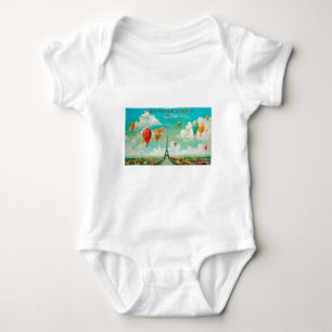 PixDezines vintage balloons/eiffel/paris Baby Bodysuit