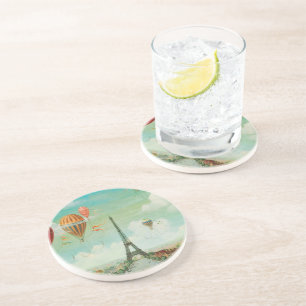 PixDezines vintage balloons/eiffel/paris Coaster