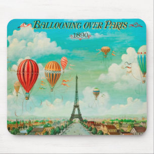 PixDezines vintage balloons/eiffel/paris Mouse Mat