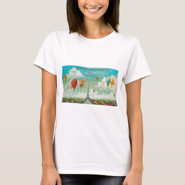 PixDezines vintage balloons/eiffel/paris T-Shirt (Front)