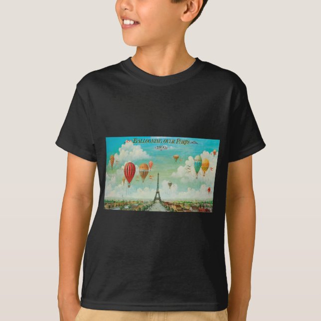 PixDezines vintage balloons/eiffel/paris T-Shirt (Front)