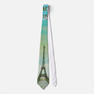 PixDezines vintage balloons/eiffel/paris Tie