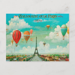 PixDezines vintage balloons over paris Postcard