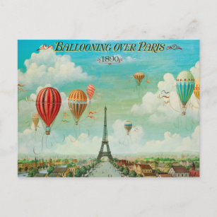 PixDezines vintage balloons over paris Postcard