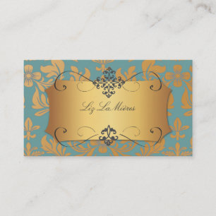 PixDezines vintage baroque damask Business Card
