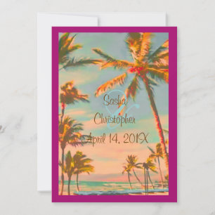 PixDezines Vintage Beach Scence/Aloha/Luau Invitation