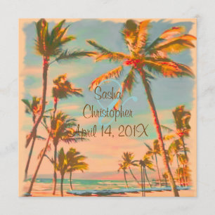 PixDezines Vintage Beach Scence/Aloha/Luau Invitation