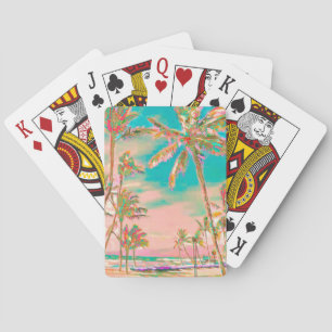 PixDezines vintage beach scene digital watercolor Playing Cards
