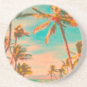 PixDezines Vintage Beach Scene, mauna lani bay Coaster